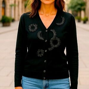 Black Beaded Lauren Michelle Cardigan
Sweater size L